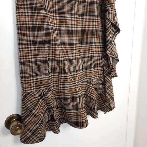 Leith Plaid Ruffle Academia Midi Skirt - Picture 3 of 8